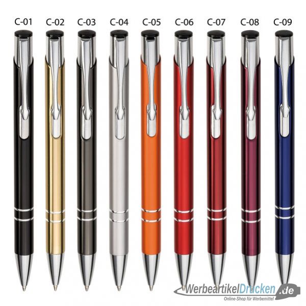 50 Kugelschreiber aus Metall mit Gravur silber Farbe 